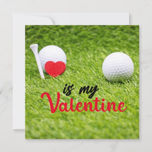 Tarjeta Festiva El día de San Valentín de golf para golfer con vac (Anverso)