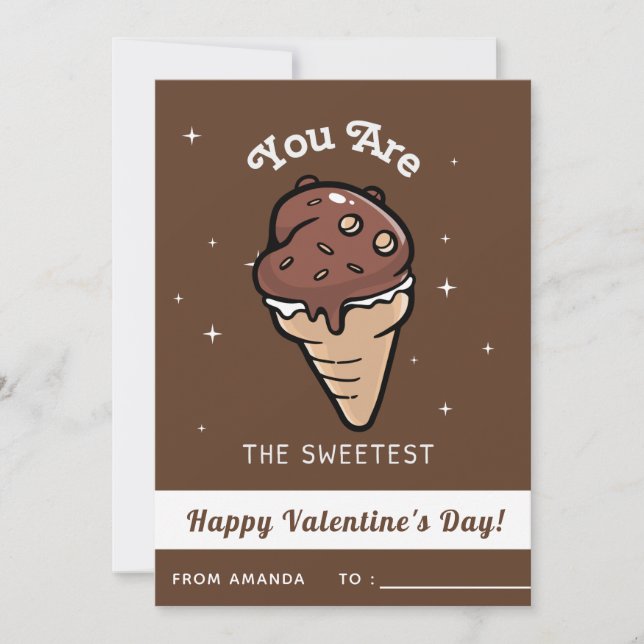 Tarjeta Festiva El día de San Valentín de helados de chocolate en  (Anverso)