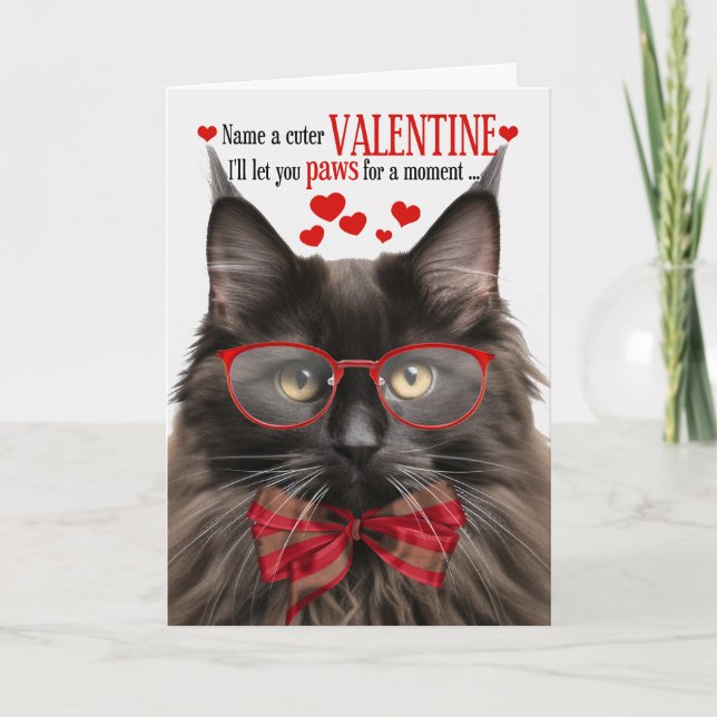 Tarjeta Festiva El día de San Valentín de humor de felina de gato  (Anverso)