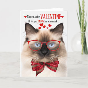Tarjeta Festiva El día de San Valentín de humor felino Birman Cat 