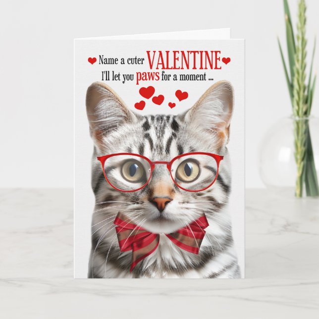 Tarjeta Festiva El día de San Valentín de humor felino de gatos de (Anverso)