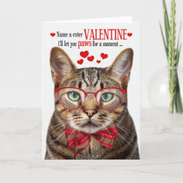 Tarjeta Festiva El día de San Valentín de humor felino de Tabby de