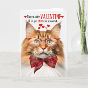 Tarjeta Festiva El día de San Valentín de humor gato rojo tabby We
