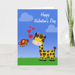 Tarjeta Festiva El día de San Valentín de jirafa y mariposa
