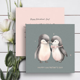 Tarjeta Festiva El día de San Valentín de la pareja de pingüinos l