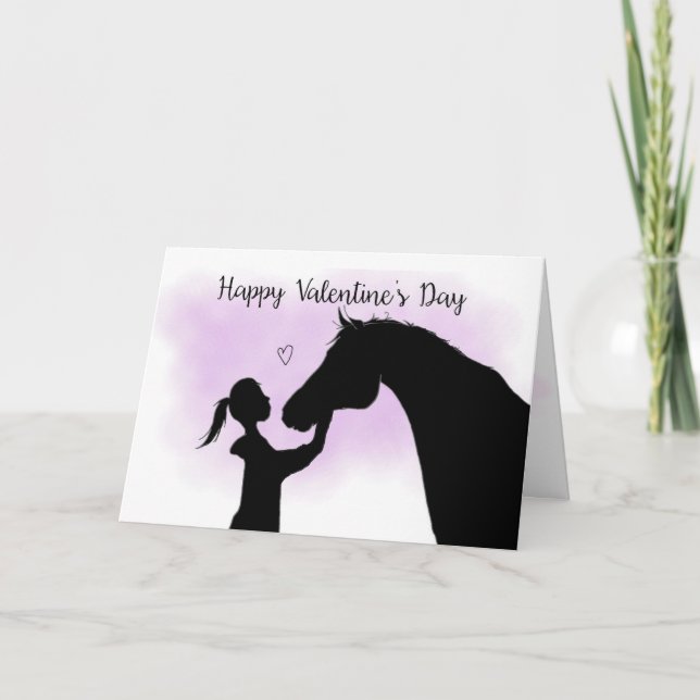 Tarjeta Festiva El día de San Valentín de la silueta del caballo (Anverso)