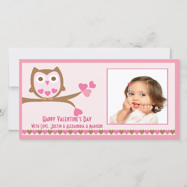 Tarjeta Festiva El día de San Valentín de Lechuza de Amor (Anverso)