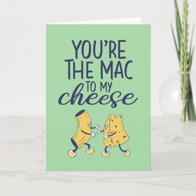 Tarjeta Festiva El día de San Valentín de Mac y Cheese Funny Coupl (Anverso)