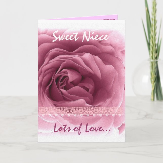 Tarjeta Festiva EL DÍA DE SAN VALENTÍN de NIECE - Tramo rosa y enc (Anverso)