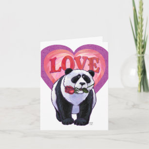 Tarjeta Festiva El día de San Valentín de oso panda