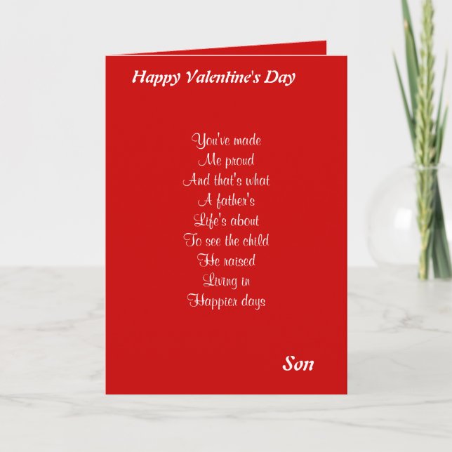 Tarjeta Festiva El día de San Valentín de Padre a Hijo (Anverso)