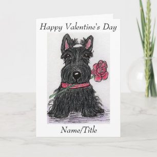 Tarjeta Festiva El día de San Valentín de perro de Escocia novia d
