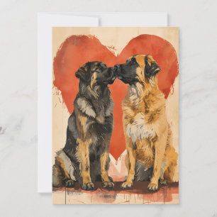 Tarjeta Festiva El día de San Valentín de perros Leonberger