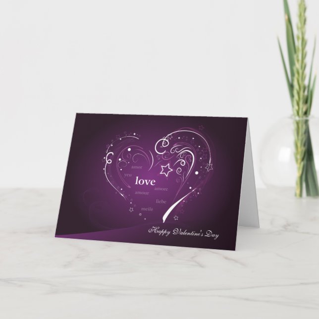 Tarjeta Festiva El día de San Valentín de Purple Heart (Anverso)