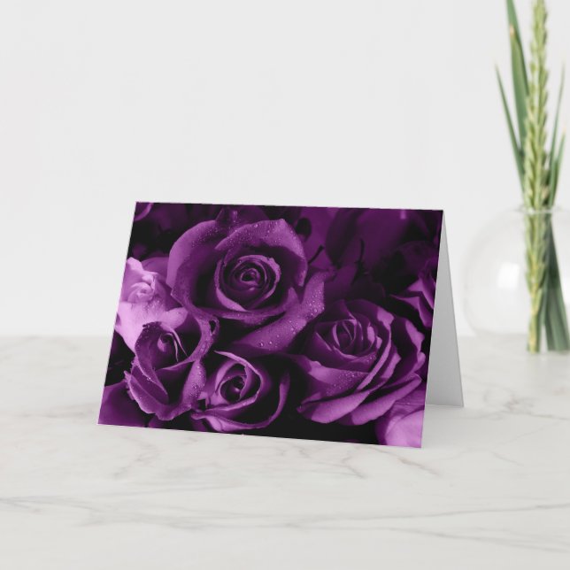 Tarjeta Festiva El día de San Valentín de Rosas morados (Anverso)