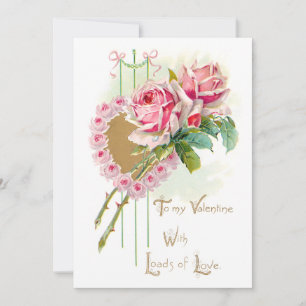 Tarjeta Festiva El día de San Valentín de rosas rosadas vintage