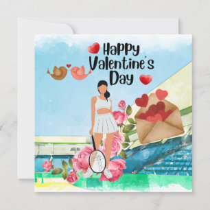 Tarjeta Festiva El día de San Valentín de tenis con amor por la ac