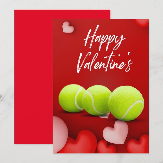 Tarjeta Festiva El día de San Valentín de tenis con LOVE para juga (Anverso / Reverso)