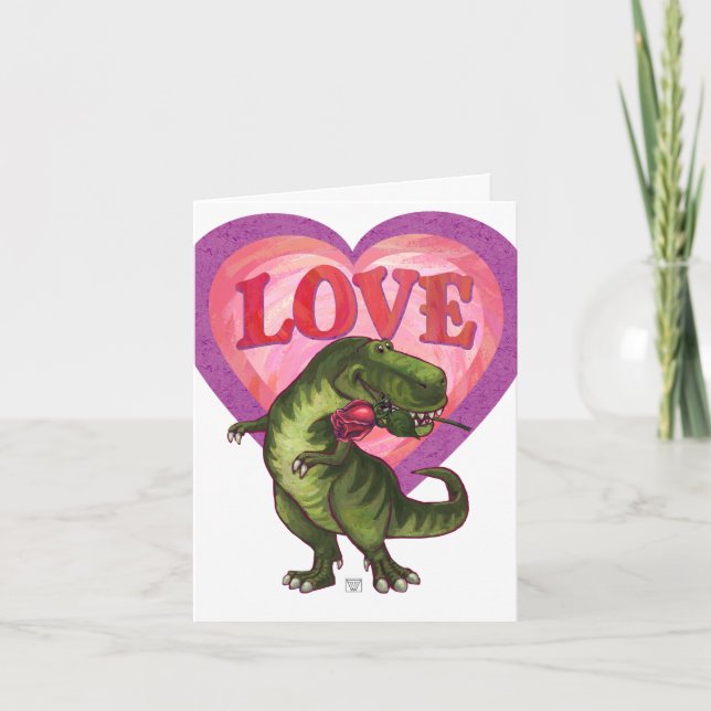 Tarjeta Festiva El día de San Valentín de Tyrannosaurus (Anverso)