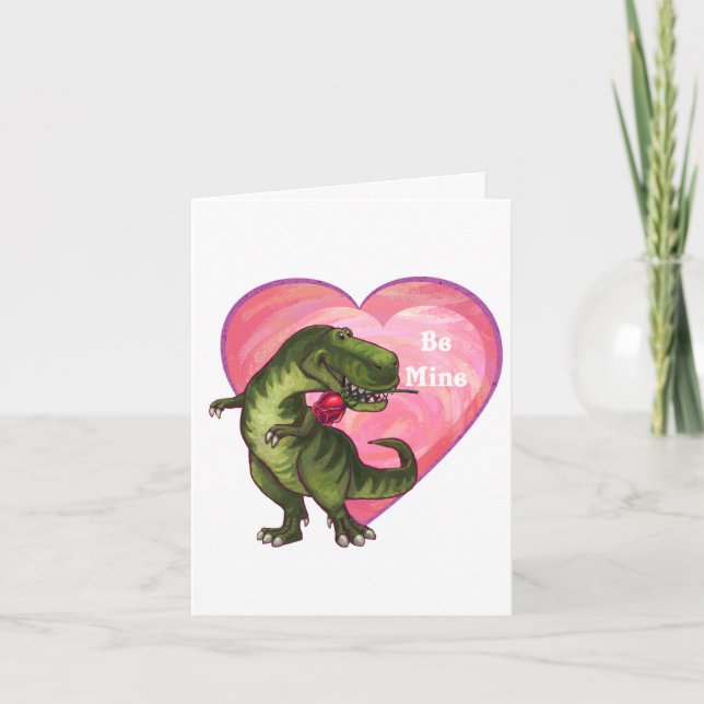Tarjeta Festiva El día de San Valentín de Tyrannosaurus (Anverso)