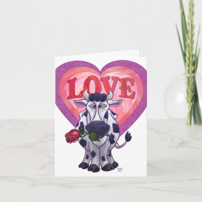 Tarjeta Festiva El día de San Valentín de vaca (Anverso)