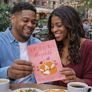 Tarjeta Festiva El día de San Valentín de zorros miedosos para esp