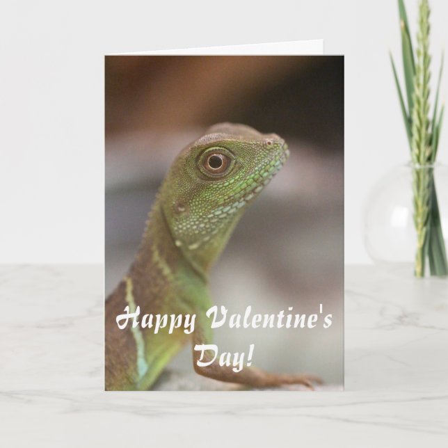 Tarjeta Festiva El día de San Valentín del beso de la iguana (Anverso)