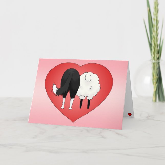 Tarjeta Festiva El día de San Valentín del border collie (Anverso)