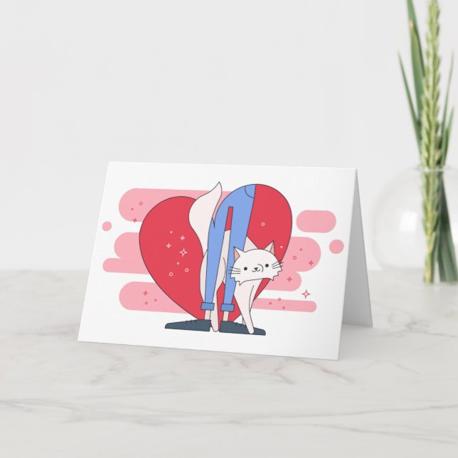 Tarjeta Festiva El día de San Valentín del gato personalizado de 1 (Anverso)