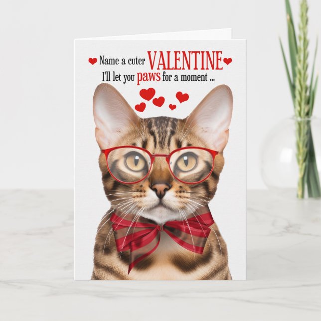 Tarjeta Festiva El día de San Valentín del humor felino del gato b (Anverso)
