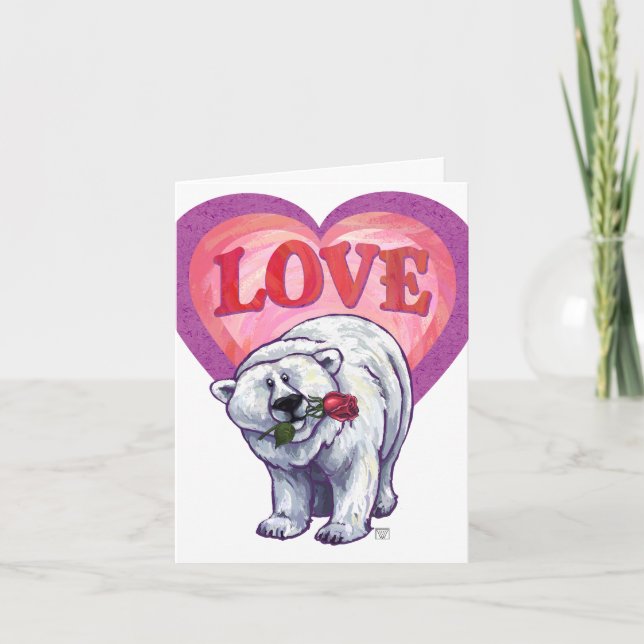 Tarjeta Festiva El día de San Valentín del oso polar (Anverso)