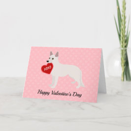 Tarjeta Festiva El día de San Valentín del Pastor Alemán Blanco