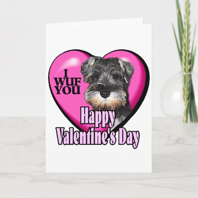 Tarjeta Festiva El día de San Valentín del Schnauzer miniatura (Anverso)
