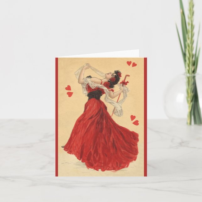 Tarjeta Festiva El día de San Valentín del vintage, señora de (Anverso)
