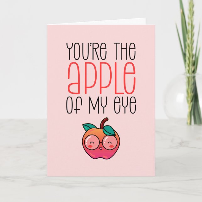 Tarjeta Festiva El día de San Valentín divertida de Apple de My Ey (Anverso)