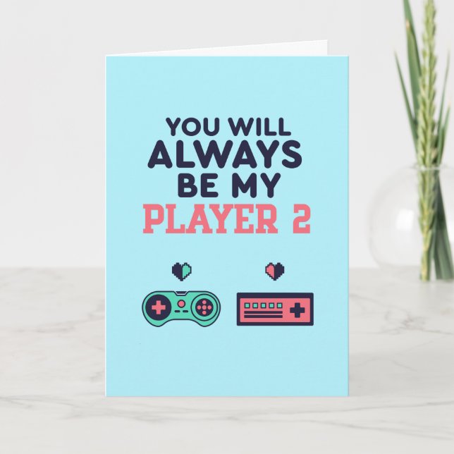 Tarjeta Festiva El día de San Valentín divertida de My Player 2 Cu (Anverso)