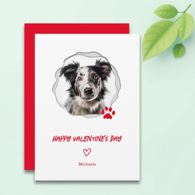 Tarjeta Festiva El día de San Valentín Dog Photo Red Heart Holiday (Subido por el creador)