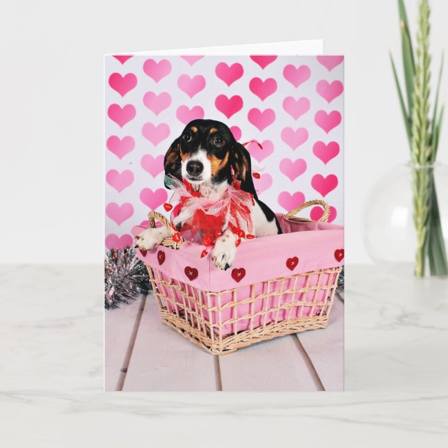 Tarjeta Festiva El día de San Valentín - Dottie - Dachshund (Anverso)