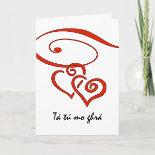 Tarjeta Festiva El día de San Valentín en irlandés, los corazones