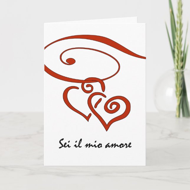 Tarjeta Festiva El día de San Valentín en italiano, corazones nada (Anverso)