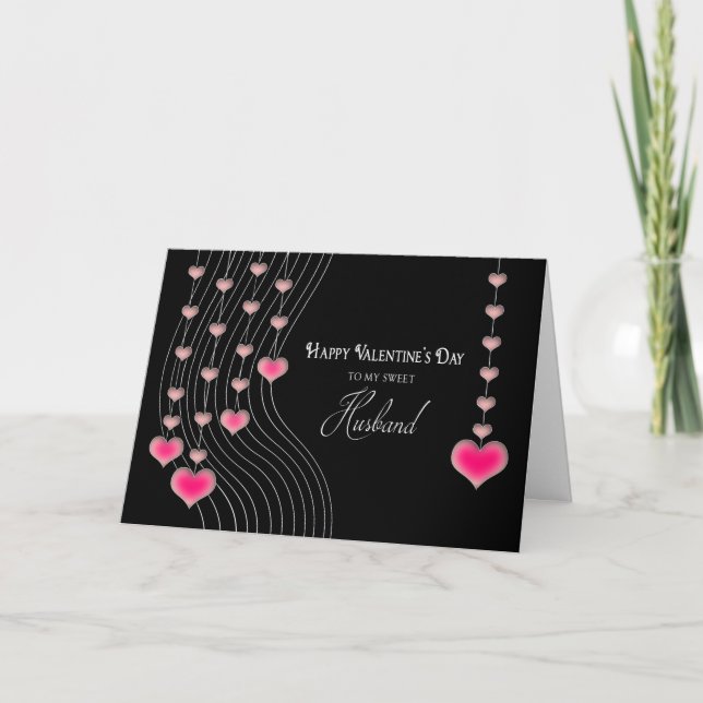 Tarjeta Festiva El día de San Valentín - Esposo - Corazón negro/ro (Anverso)