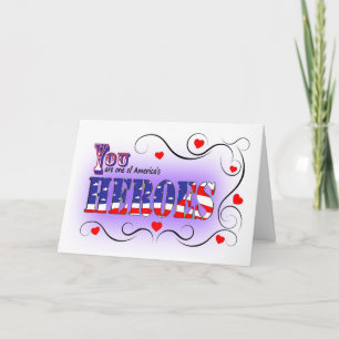 Tarjeta Festiva El día de San Valentín feliz a un héroe americano