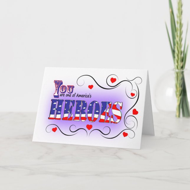 Tarjeta Festiva El día de San Valentín feliz a un héroe americano (Anverso)