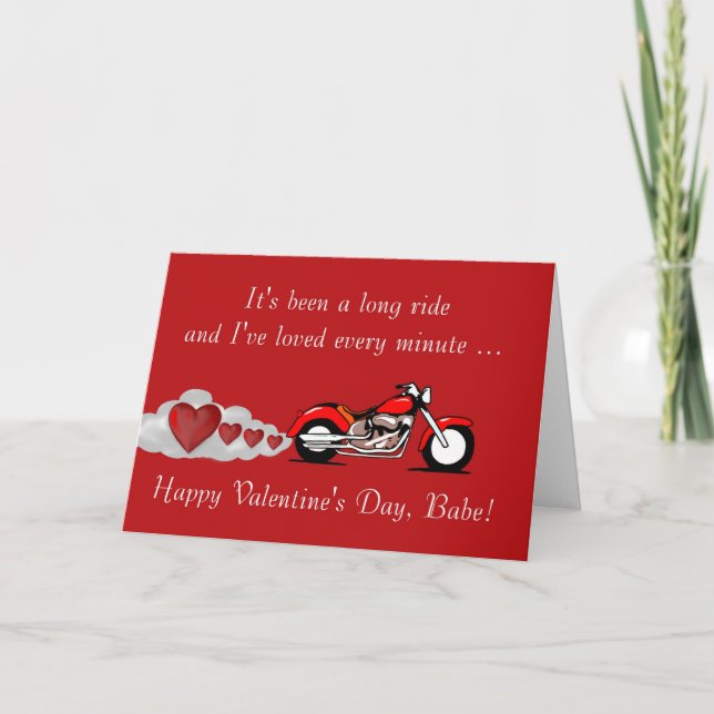 Tarjeta Festiva El día de San Valentín feliz con la moto para el (Anverso)