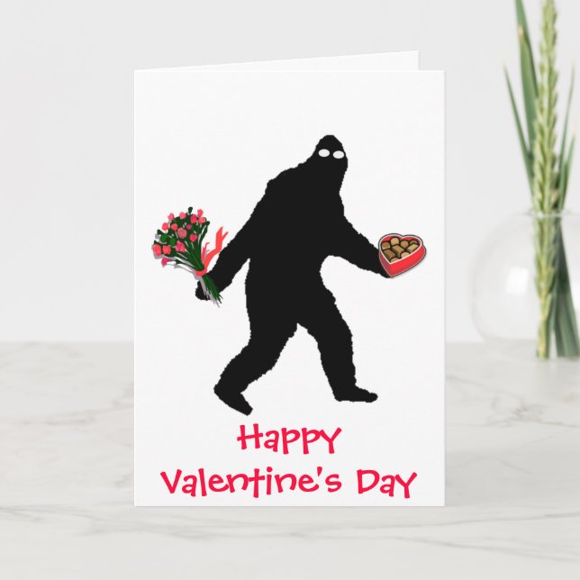 Tarjeta Festiva El día de San Valentín feliz de Bigfoot (Anverso)