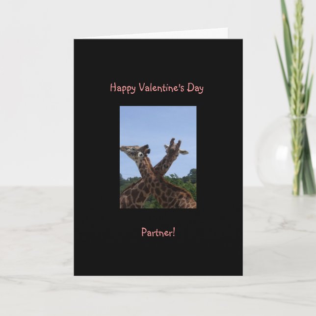 Tarjeta Festiva ¡El día de San Valentín feliz de la jirafa, socio! (Anverso)