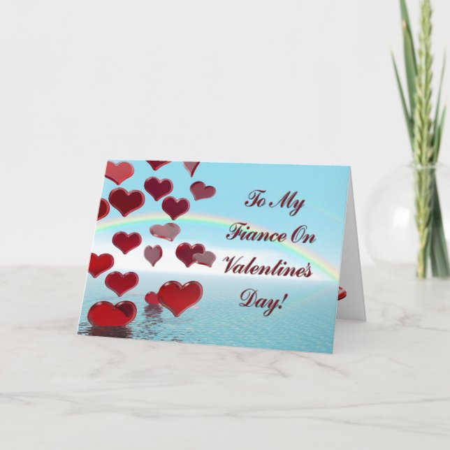 Tarjeta Festiva El día de San Valentín feliz para el prometido (Anverso)