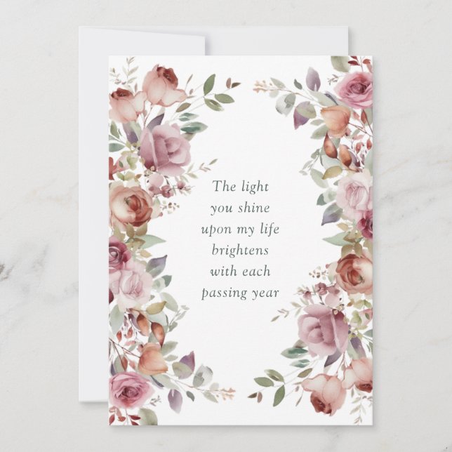 Tarjeta Festiva El día de San Valentín floral mauve romántico (Anverso)