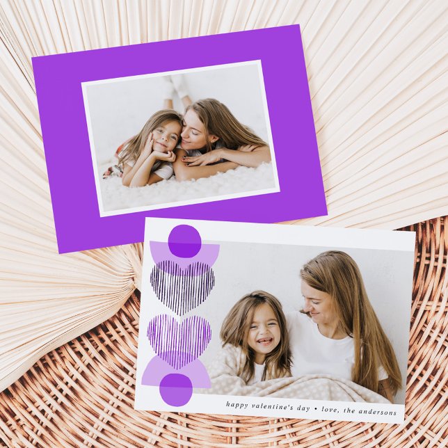 Tarjeta Festiva El día de San Valentín fotográfico Purple Boho Hea (Subido por el creador)