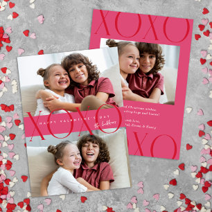 Tarjeta Festiva El día de San Valentín fotográfico rosa moderno XO